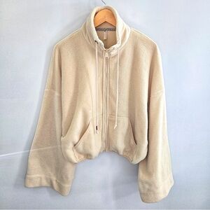Free People Beige Fleece Jacket Size M